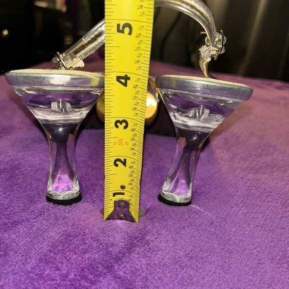 Bellini Metallic Silver Clear Strap Slingback Heels - Picture 6 of 6